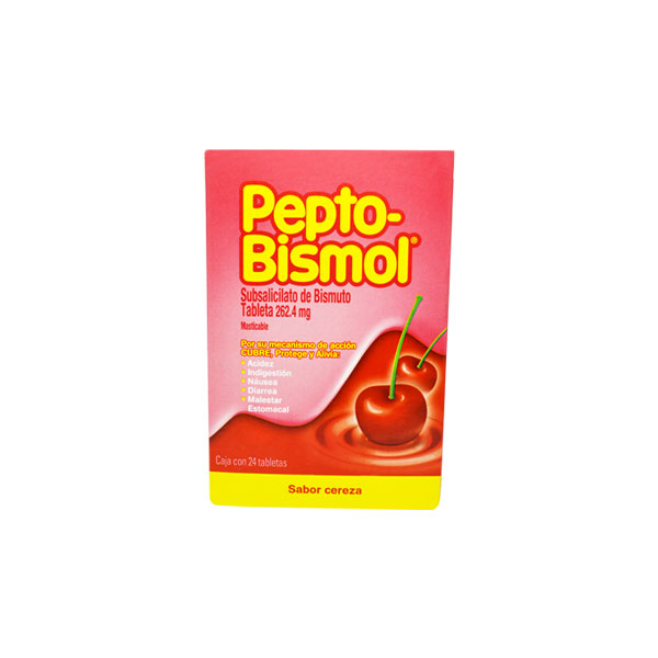 Farmacia PVR - Pepto Bismol Cereza - 24 Tabletas